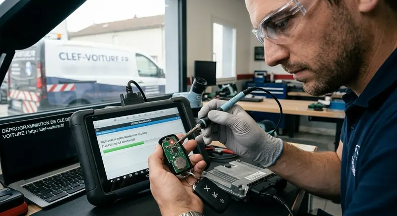 Réparation du circuit électronique d'une clé de voiture et réinitialisation de la puce